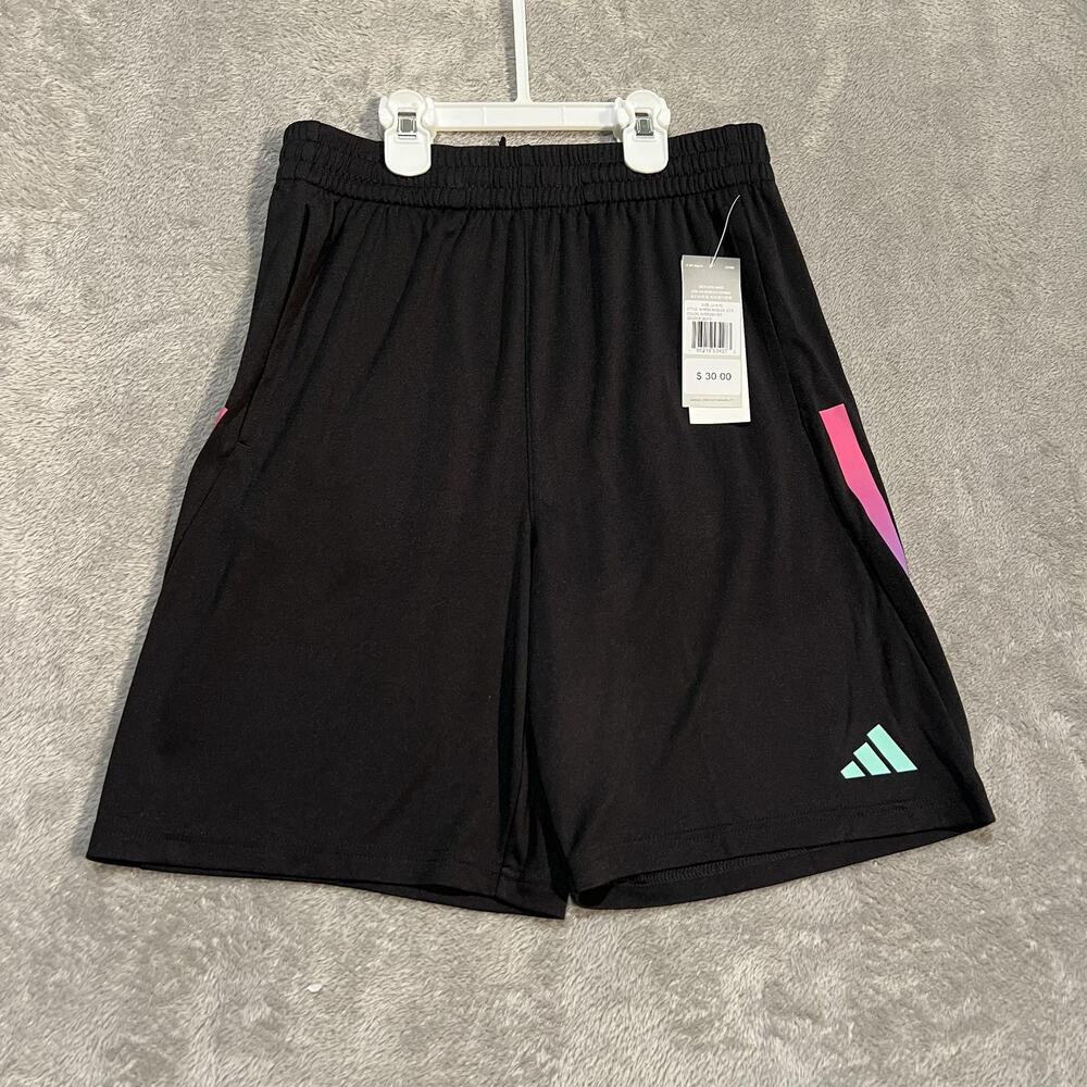 Adidas Shorts Youth Large Black AEROREADY Three Stripe Athletic Lounge 14/16 New